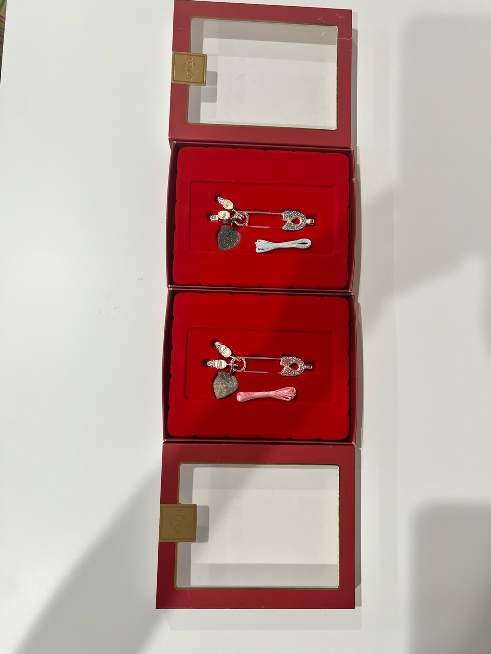 Lenox Red and Gold Heart Charm Set